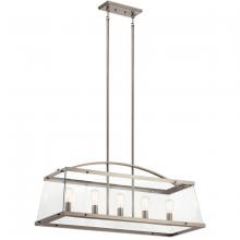 52123CLP - Darton 40.75" 5 Light Linear Chandelier with Clear Glass in Classic Pewter