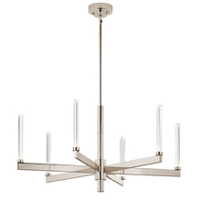  52667PN - Sycara 36.25 Inch 6 Light LED Chandelier with Faceted Crystal in Polished Nickel