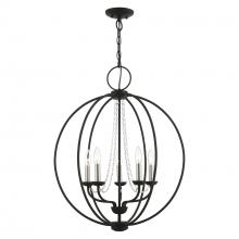  40915-04 - 5 Light Black with Brushed Nickel Finish Candles Globe Chandelier