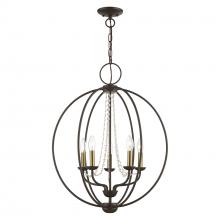  40915-07 - 5 Light Bronze with Antique Brass Finish Candles Globe Chandelier
