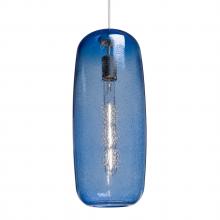 Besa Lighting 1JT-PINOT18BL-SN-L - Besa, Pinot 18 Cord Pendant, Blue Bubble, Satin Nickel FInish 1x60W Incandescent, 15F