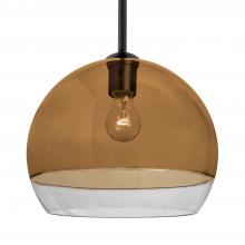 Besa Lighting 1TT-ALLY12AM-BK - Besa, Ally 12 Stem Pendant, Amber/Clear, Black Finish, 1x60W MAX E26 Base