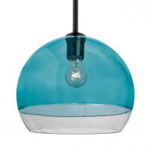 Besa Lighting 1TT-ALLY12BL-BK - Besa, Ally 12 Stem Pendant, Coral Blue/Clear, Black Finish, 1x60W MAX E26 Base