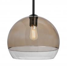 Besa Lighting 1TT-ALLY12SM-EDIL-BK - Besa, Ally 12 Stem Pendant, Smoke/Clear, Black Finish, 1x8W LED Filament
