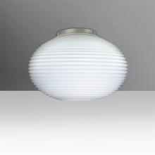 Besa Lighting 491307C-LED-SN - Besa, Pape 12 Ceiling, Opal Ribbed, Satin Nickel Finish, 1x9W LED