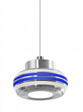 Besa Lighting X-FLOW00-CLBL-LED-SN - Besa, Flower Cord Pendant For Multiport Canopy, Clear/Blue, Satin Nickel Finish, 1x6W LED