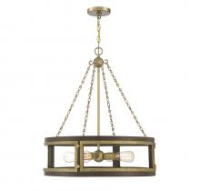  1-1490-4-170 - Lakefield 4-Light Pendant in Burnished Brass with Walnut