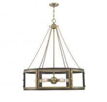  1-1491-6-170 - Lakefield 6-Light Pendant in Burnished Brass with Walnut