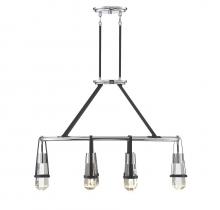  1-7708-6-67 - Denali 6-Light LED Linear Chandelier in Matte Black with Polished Chrome Accents