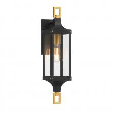  5-275-144 - Glendale 1-Light Outdoor Wall Lantern in Matte Black and Weathered Brushed Brass
