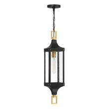  5-277-144 - Glendale 1-Light Outdoor Hanging Lantern in Matte Black and Weathered Brushed Brass