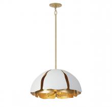  7-1399-5-14 - Brewster 5-Light Pendant in Cavalier Gold with Royal White