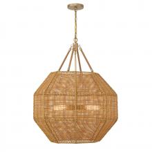  7-5106-5-177 - Selby 5-Light Pendant in Burnished Brass and Rattan