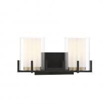  8-1977-2-143 - Eaton 2-Light Bathroom Vanity Light in Matte Black with Warm Brass Accents