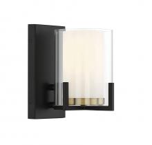  9-1977-1-143 - Eaton 1-Light Wall Sconce in Matte Black with Warm Brass Accents