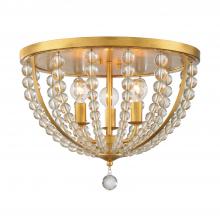 Crystorama ROX-A9000-GA - Roxy 3 Light Antique Gold Flush Mount