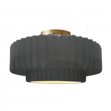 Justice Design Group CER-6375-GRY-BRSS-LED1-700 - Large Tier Pleated LED Semi-Flush