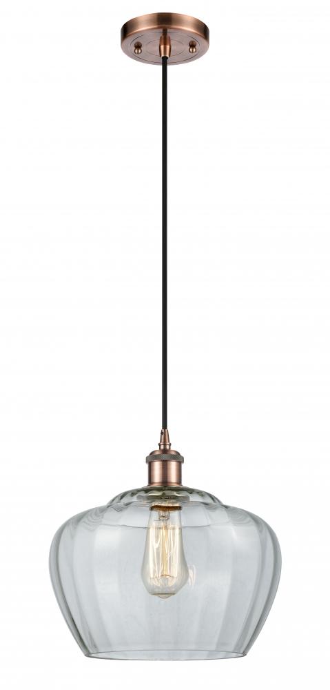 Fenton - 1 Light - 11 inch - Antique Copper - Cord hung - Mini Pendant