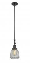  206-BK-G142 - Chatham - 1 Light - 7 inch - Matte Black - Stem Hung - Mini Pendant