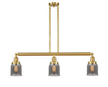 Innovations Lighting 213-SG-G53-LED - Bell - 3 Light - 38 inch - Satin Gold - Stem Hung - Adjustable Island Light