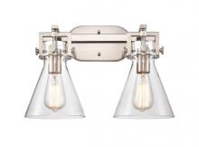 Innovations Lighting 411-2W-SN-7CL-LED - Newton Cone - 2 Light - 17 inch - Brushed Satin Nickel - Bath Vanity Light