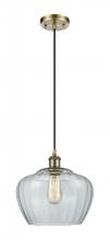 Innovations Lighting 516-1P-AB-G92-L - Fenton - 1 Light - 11 inch - Antique Brass - Cord hung - Mini Pendant