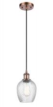 Innovations Lighting 516-1P-AC-G292 - Salina - 1 Light - 6 inch - Antique Copper - Cord hung - Mini Pendant