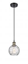 Innovations Lighting 516-1P-BAB-G1215-6-LED - Athens Water Glass - 1 Light - 6 inch - Black Antique Brass - Cord hung - Mini Pendant