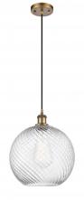 Innovations Lighting 516-1P-BB-G1214-12-LED - Athens Twisted Swirl - 1 Light - 12 inch - Brushed Brass - Cord hung - Mini Pendant
