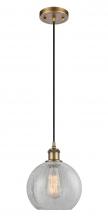  516-1P-BB-G125-8 - Athens - 1 Light - 8 inch - Brushed Brass - Cord hung - Mini Pendant