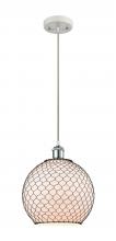Innovations Lighting 516-1P-WPC-G121-10CBK-LED - Farmhouse Chicken Wire - 1 Light - 10 inch - White Polished Chrome - Cord hung - Mini Pendant