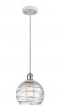 Innovations Lighting 516-1P-WPC-G1213-8-LED - Athens Deco Swirl - 1 Light - 8 inch - White Polished Chrome - Cord hung - Mini Pendant