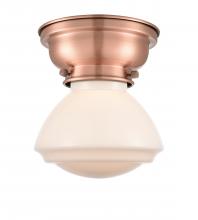 Innovations Lighting 623-1F-AC-G321-LED - Olean - 1 Light - 7 inch - Antique Copper - Flush Mount