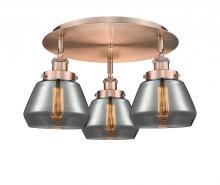 Innovations Lighting 916-3C-AC-G173 - Fulton - 3 Light - 19 inch - Antique Copper - Flush Mount