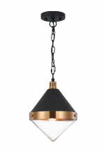 Matteo Lighting C72201AGCL - Sphericon Matte Black and Aged Gold Brass Pendant