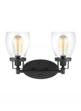  4414502-112 - Belton transitional 2-light indoor dimmable bath vanity wall sconce in midnight black finish with cl