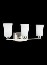  4428903-962 - Franport transitional 3-light indoor dimmable bath vanity wall sconce in brushed nickel silver finis