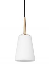  6140401-848 - Driscoll contemporary 1-light indoor dimmable ceiling hanging single pendant light in satin brass go