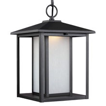  6902997S-12 - Hunnington contemporary 1-light outdoor exterior led outdoor pendant in black finish with etched see