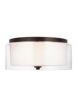  7537302-710 - Elmwood Park traditional 2-light indoor dimmable ceiling semi-flush mount in bronze finish with sati