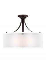  7737303-710 - Elmwood Park traditional 3-light indoor dimmable ceiling semi-flush mount in bronze finish with sati
