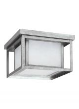  7903997S-57 - Hunnington contemporary 1-light outdoor exterior led outdoor ceiling flush mount in weathered pewter