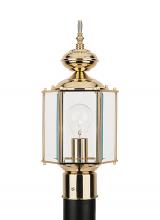  8209-02 - Classico traditional 1-light outdoor exterior post lantern in polished brass gold finish with clear