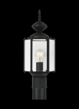  8209-12 - Classico traditional 1-light outdoor exterior post lantern in black finish with clear beveled glass