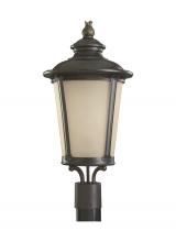  82240-780 - Cape May traditional 1-light outdoor exterior post lantern in burled iron grey finish with etched li