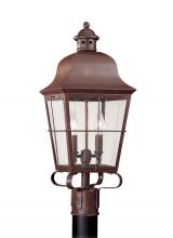  8262-44 - Chatham traditional 2-light outdoor exterior post lantern in weathered copper finish with clear seed