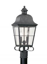  8262-46 - Chatham traditional 2-light outdoor exterior post lantern in oxidized bronze finish with clear seede