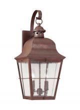  8463-44 - Chatham traditional 2-light outdoor exterior wall lantern sconce in weathered copper finish with cle