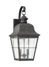  8463-46 - Chatham traditional 2-light outdoor exterior wall lantern sconce in oxidized bronze finish with clea