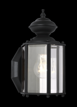  8507-12 - Classico traditional 1-light outdoor exterior small wall lantern sconce in black finish with clear b